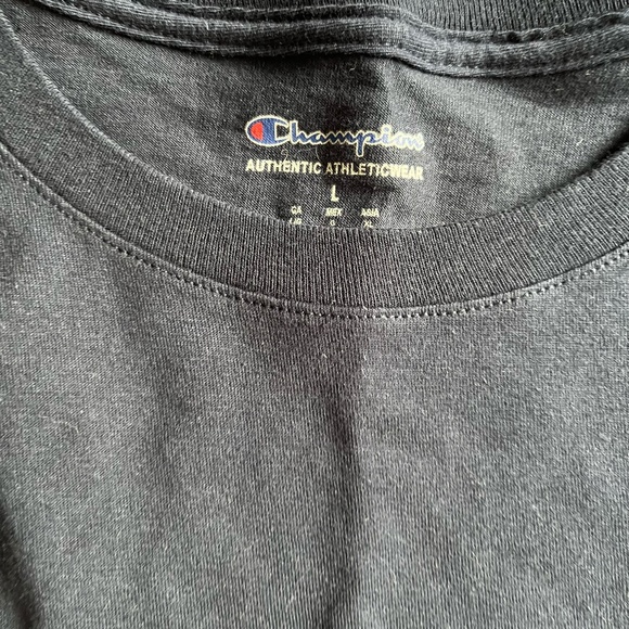 NWT Champion Navy Mens Classic Long-Sleeve Cotton Tee SZ Large - Picture 4 of 4